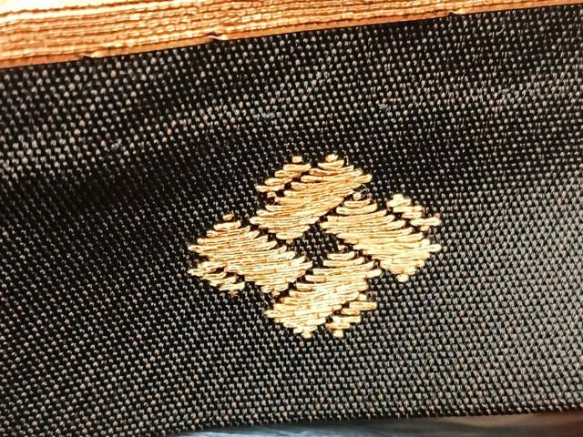 平和屋着物◎西陣 野々村織物謹製 六通柄 本袋帯 唐織 花蝶文 黒地 金糸 BAAX0989hv