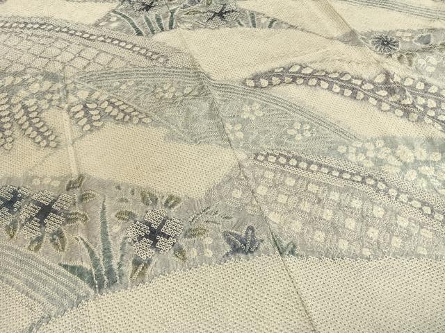 平和屋着物●訪問着 絞り 草花文 三越扱い 正絹 逸品 AABH4978fy