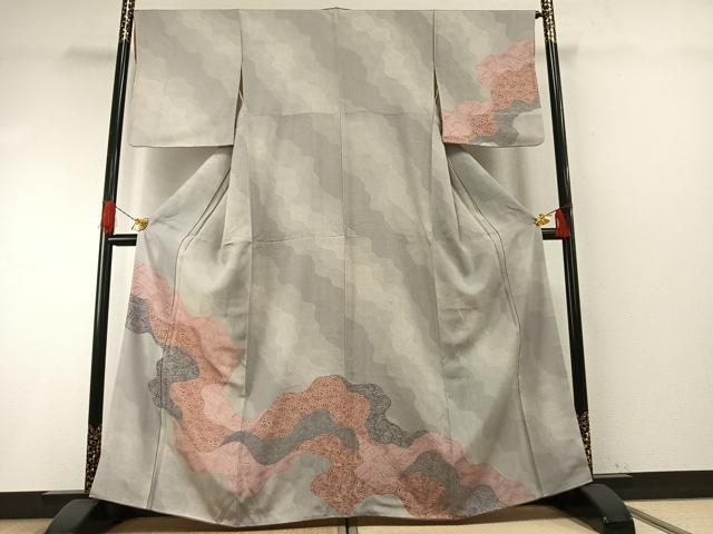 平和屋着物●江戸小紋 訪問着 道長花文 正絹 逸品 AABH4982fy