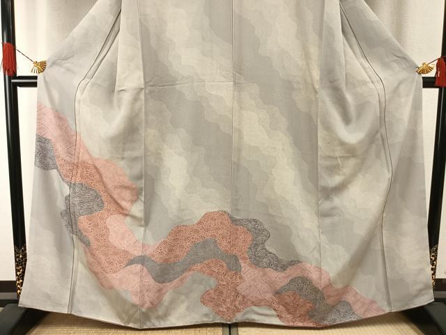 平和屋着物●江戸小紋 訪問着 道長花文 正絹 逸品 AABH4982fy