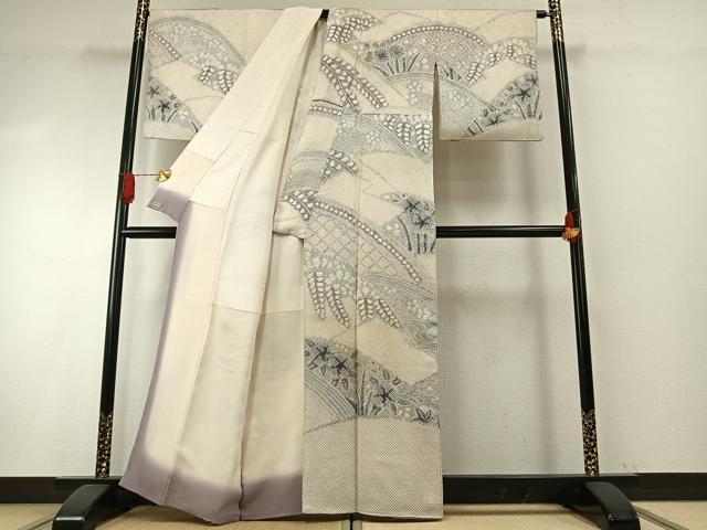 平和屋着物●訪問着 絞り 草花文 三越扱い 正絹 逸品 AABH4978fy