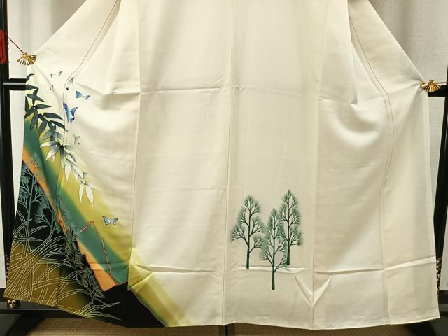 平和屋着物●訪問着 舞蝶文 ろうけつ染め 暈し染め 正絹 逸品 AABH5007fy