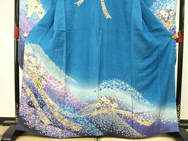平和屋着物●豪華振袖 辻が花 暈し染め 金彩 金通し地 正絹 逸品 AABH5005fy