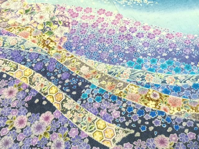 平和屋着物●豪華振袖 辻が花 暈し染め 金彩 金通し地 正絹 逸品 AABH5005fy