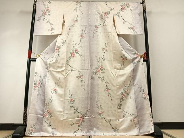 平和屋着物●上質な小紋 手描き 枝花文 暈し染め 正絹 逸品 未使用 AABH5025fy