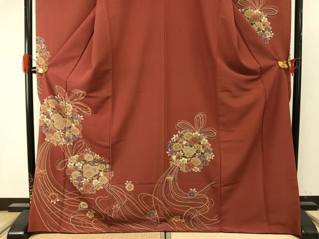 平和屋着物●振袖 草花文 洗える着物 AABH5022fy