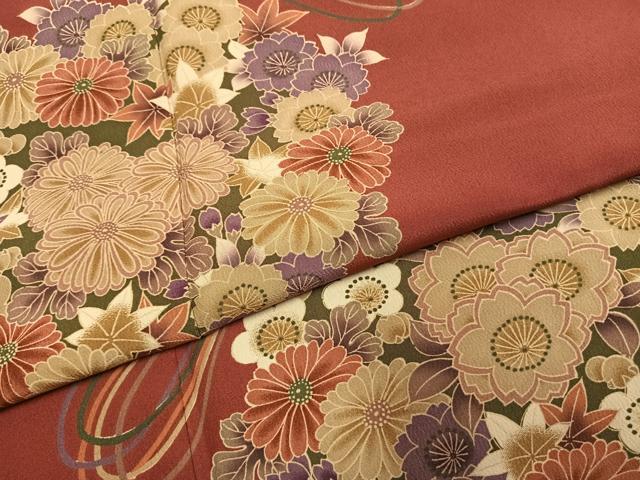 平和屋着物●振袖 草花文 洗える着物 AABH5022fy