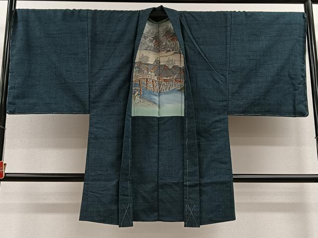 平和屋着物∞男性 長羽織 紬地 褐返色 正絹 逸品 未使用 CABE4967ua