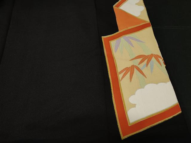 平和屋着物■豪華黒留袖 駒刺繍 屏風尾長鶏松竹梅花文 金彩 正絹 逸品 CABF3749ev