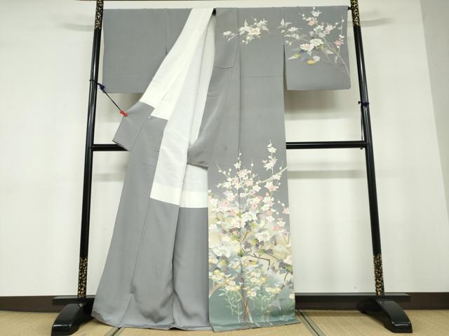 平和屋着物●訪問着 友禅 草花文 暈し染め 正絹 逸品 DABD9384ud
