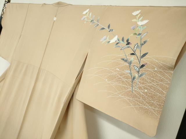 平和屋着物●人間国宝・羽田登喜男 訪問着 草花文 暈し染め 正絹 逸品 DABD9394ud