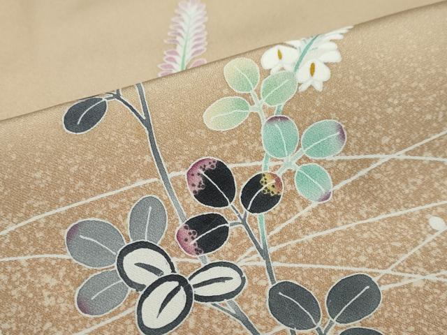 平和屋着物●人間国宝・羽田登喜男 訪問着 草花文 暈し染め 正絹 逸品 DABD9394ud