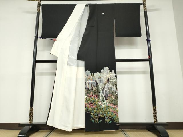 平和屋着物●本加賀友禅作家 前川 哲 黒留袖 飛鶴遠山風景文 松坂屋扱い 正絹 逸品 DABD9456ud