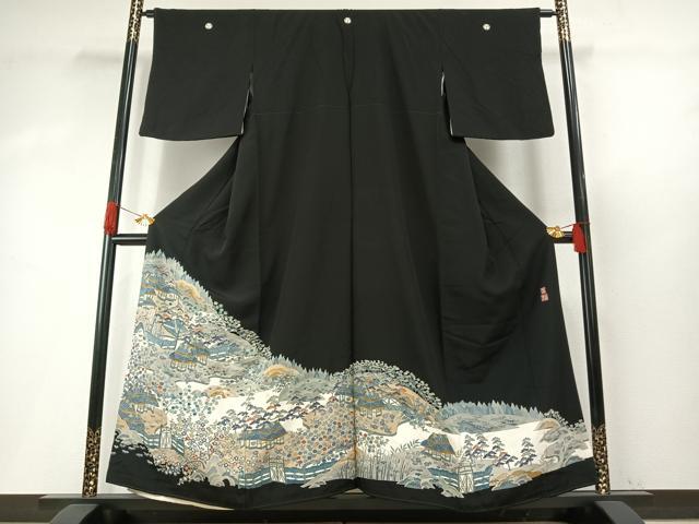 平和屋着物●本加賀友禅作家 百貫華峰 黒留袖 茶屋辻 銀座おゝぎ屋扱い 正絹 逸品 AABH5046fy