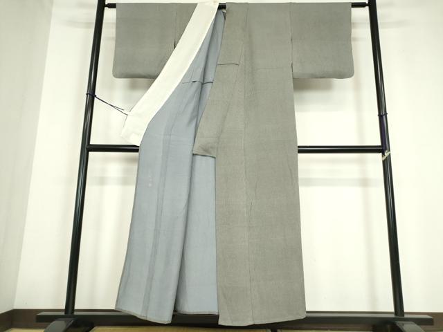 平和屋着物▽伝統工芸士 砂川健一 江戸小紋 単衣 万筋 黒色×銀鼠色 正絹 逸品 DABE4187az