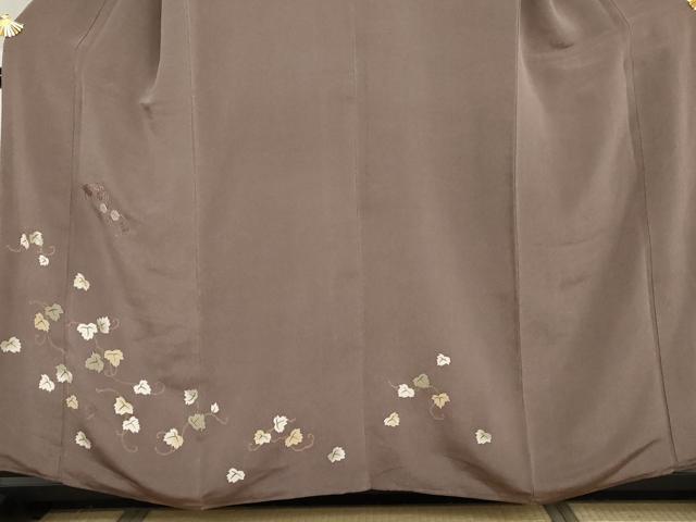 平和屋着物●訪問着 刺繍 蔦の葉文 金糸 鬼しぼ縮緬 浜ちりめん 反端付き 正絹 逸品 AABH8958cs