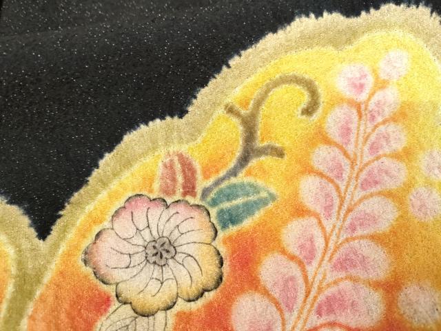 平和屋着物●樋熊哲也 訪問着 辻が花 絞り 手描き 振袖 辻が花 絞り 金通し地 正絹 逸品 AABI0013cs