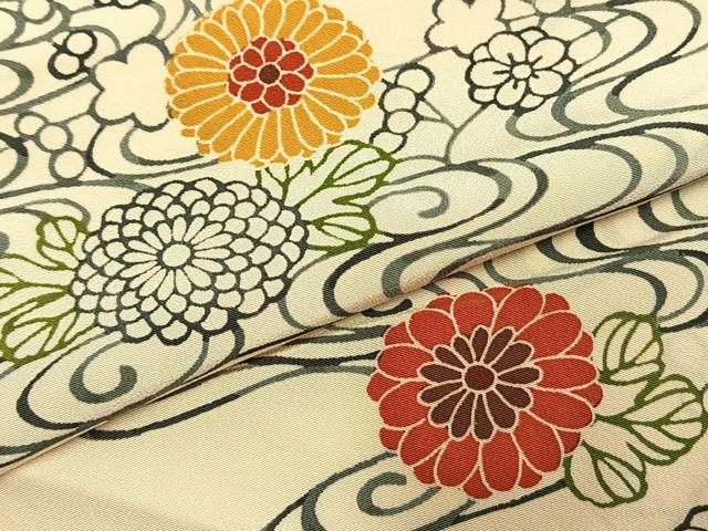 平和屋着物●上質な小紋 型染め 流水花文 正絹 逸品 AABH5091fy