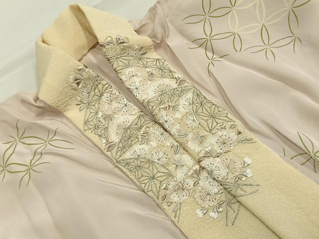 平和屋着物●長襦袢 無双仕立て 七宝文 半衿刺繍 正絹 逸品 AABH5095fy