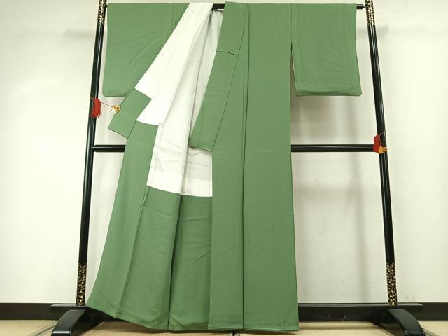 平和屋着物●本草木染作家 瑞寶 色無地 柳染色 正絹 逸品 AABH5110fy