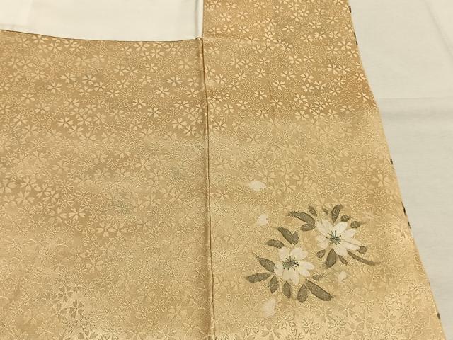 平和屋着物●訪問着 片身替わり 手描き 枝花文 暈し染め 正絹 逸品 未使用 AABH5121fy