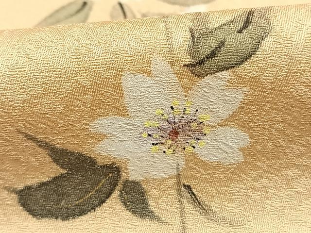 平和屋着物●訪問着 片身替わり 手描き 枝花文 暈し染め 正絹 逸品 未使用 AABH5121fy