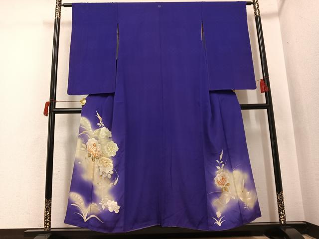 平和屋着物●アンティーク 大正ロマン 色留袖 草花文 暈し染め 両褄 正絹 逸品 AABH9682ph