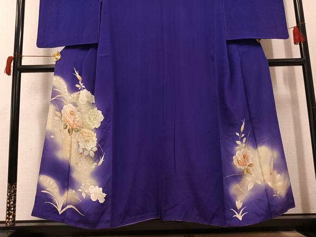 平和屋着物●アンティーク 大正ロマン 色留袖 草花文 暈し染め 両褄 正絹 逸品 AABH9682ph