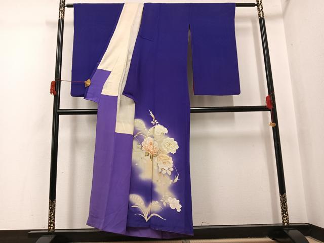 平和屋着物●アンティーク 大正ロマン 色留袖 草花文 暈し染め 両褄 正絹 逸品 AABH9682ph