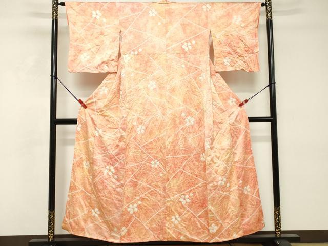 平和屋着物■上質な小紋 絞り 舞花文 暈し染め 正絹 逸品 DABE7620cd