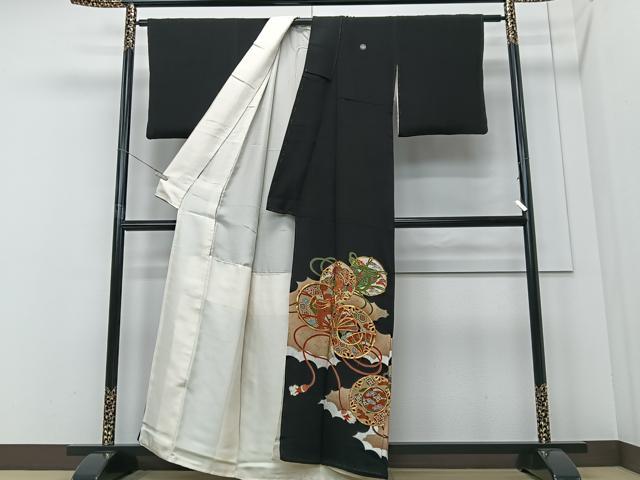 平和屋着物■豪華黒留袖 駒刺繍 花鼓文 金彩 正絹 逸品 CABF4973xe