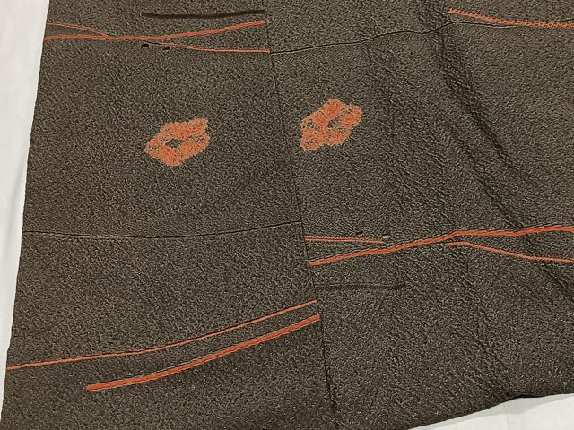 平和屋着物#道中着 幾何学文 海松色 正絹 逸品 CABE5025ua