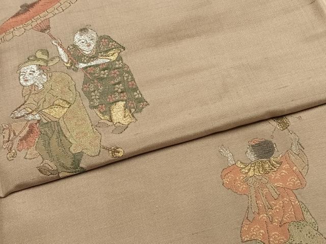 平和屋着物●京の名門・菱屋六右ェ門 紬 訪問着 人物文 金銀糸 正絹 逸品 AABH5166fy