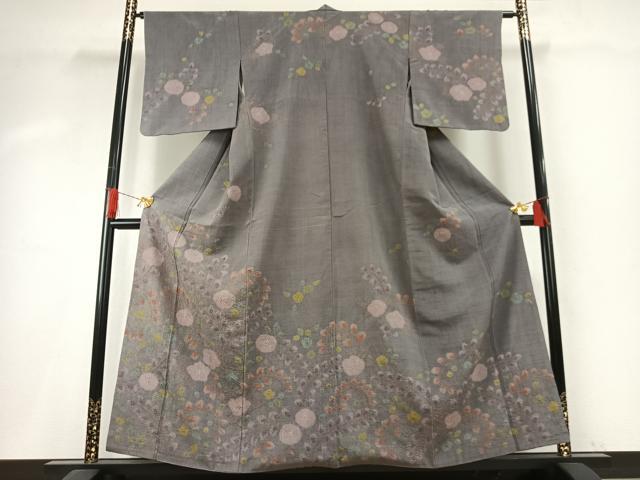 平和屋着物●訪問着 紬地 絞り 辻が花 正絹 逸品 AABH5143fy