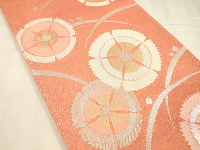 平和屋着物*夏物 六通柄袋帯 露芝花文 金銀糸 正絹 逸品 DABE6212cm
