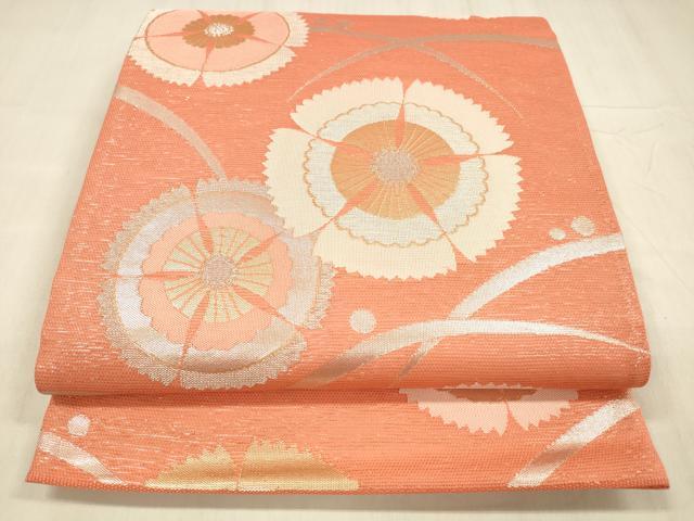平和屋着物*夏物 六通柄袋帯 露芝花文 金銀糸 正絹 逸品 DABE6212cm
