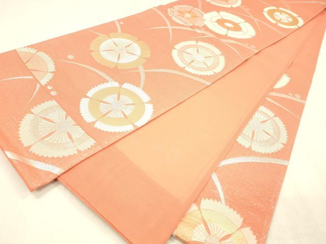 平和屋着物*夏物 六通柄袋帯 露芝花文 金銀糸 正絹 逸品 DABE6212cm
