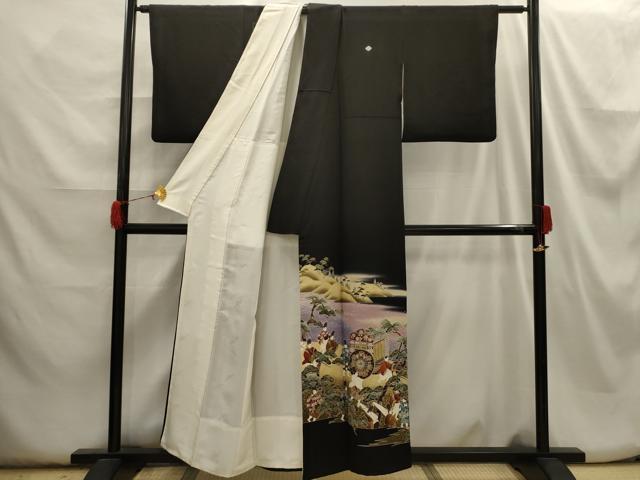 平和屋着物■豪華黒留袖 作家物 人物風景文 暈し染め 正絹 逸品 AABH6239sx