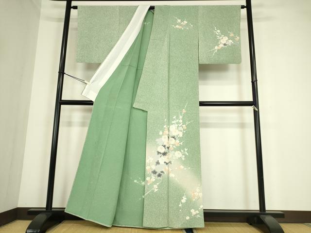平和屋着物▽訪問着 単衣 作家物 枝花文 暈し染め 金彩 正絹 逸品 DABE4348az