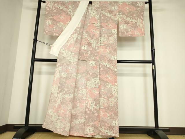 平和屋着物▽上質な小紋 単衣 辻が花 鬼しぼ縮緬 正絹 逸品 DABE4350az