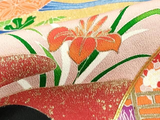 平和屋着物■豪華黒留袖 駒刺繍 地紙花文 金彩 正絹 逸品 DABE7685cd