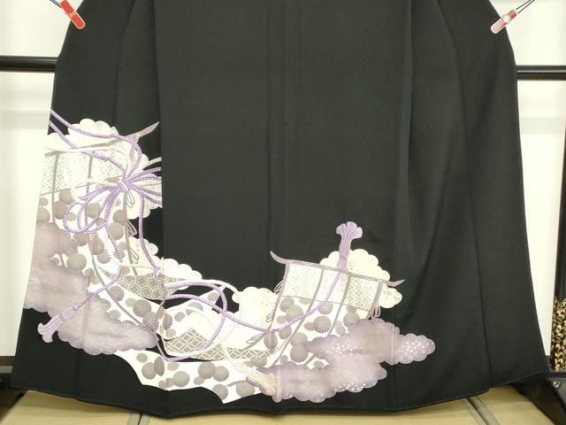平和屋着物■豪華黒留袖 駒刺繍 結び紐吉祥文 銀彩 正絹 逸品 DABE7702cd