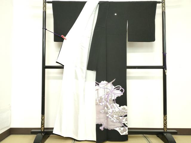 平和屋着物■豪華黒留袖 駒刺繍 結び紐吉祥文 銀彩 正絹 逸品 DABE7702cd