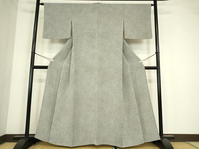 平和屋着物▽上質な小紋 単衣 花尽くし 手描き 鬼しぼ縮緬 正絹 逸品 DABE4370az