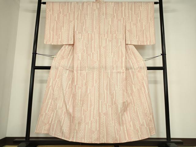 平和屋着物▽本塩沢 単衣 切嵌め文 正絹 逸品 DABE4390az