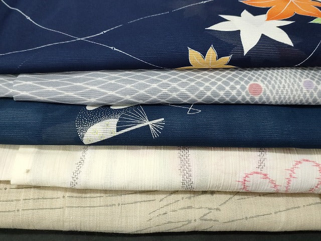 平和屋本店■夏物 小紋 絽 紗 洗える着物 まとめて20点 蝶 花柄 手描き 着用可能多数 se4039