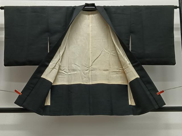 平和屋着物#羽織 総刺繍 駒刺繍 檜扇文 黒地 金銀糸 正絹 逸品 CABE5074ua