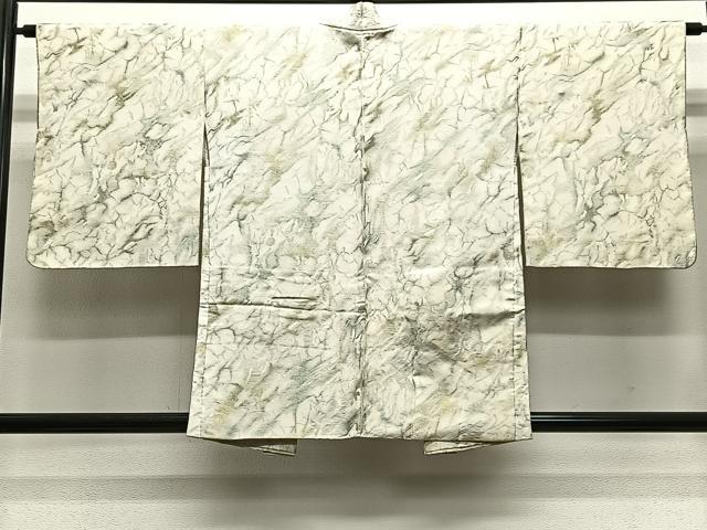 平和屋着物#羽織 寿光織 墨流し文様 金糸 正絹 逸品 CABE5081ua