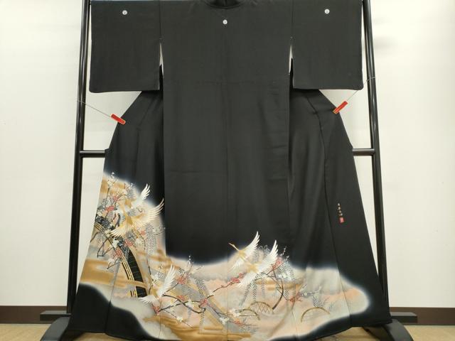 平和屋着物■豪華黒留袖 作家物 渡り橋飛鶴文 暈し染め 金彩 正絹 逸品 CABF6472ou