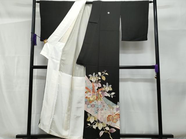 平和屋着物■豪華黒留袖 刺繍 桐 金銀彩 正絹 逸品 CABF6828fb